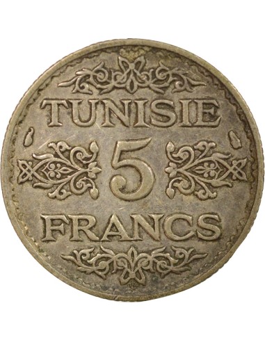 Tunisie Ahmed II Bey Protectorat 5 francs Argent 1355 AH (1936) A Paris