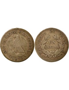 Chili 1 decimo Argent 1876 So Santiago