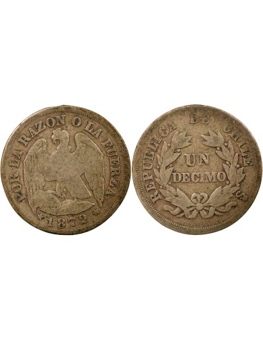 Chili 1 decimo Argent 1876 So Santiago
