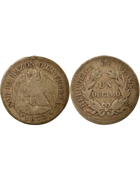 Chili 1 decimo Argent 1876 So Santiago
