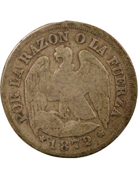 Chili 1 decimo Argent 1876 So Santiago