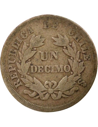 Chili 1 decimo Argent 1876 So Santiago