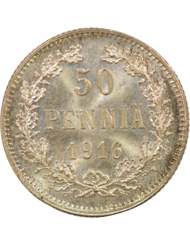Finlande Nicolas II 50 pennia Argent 1916 Helsinki