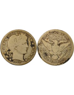 USA Barber 1/4 Dollar Argent 1910 D Denver