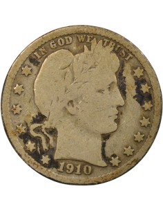 USA Barber 1/4 Dollar Argent 1910 D Denver 2