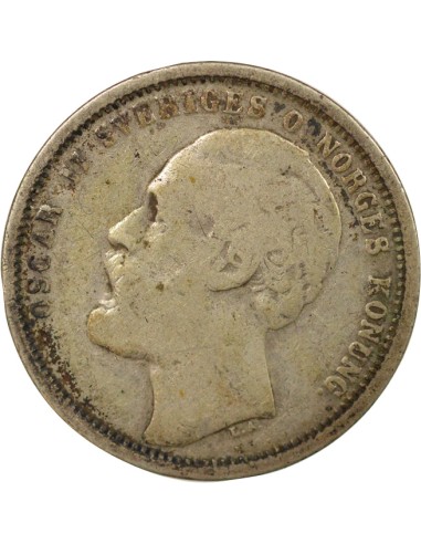 Suède Oscar II 1 krona Argent 1875 Stockholm