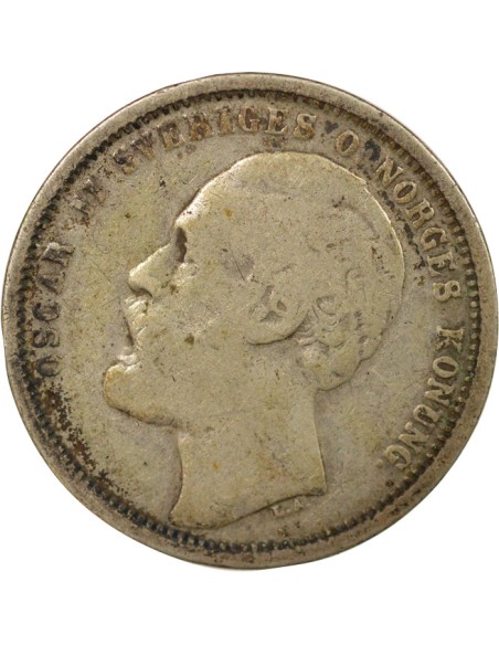 Suède Oscar II 1 krona Argent 1875 Stockholm