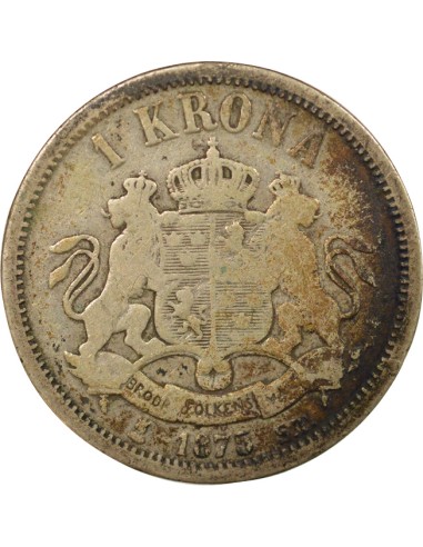 Suède Oscar II 1 krona Argent 1875 Stockholm
