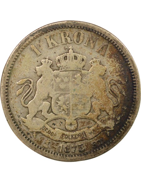 Suède Oscar II 1 krona Argent 1875 Stockholm
