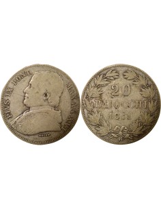 Etat Pontifical Pie IX 20 baiocchi Argent 1861 R Rome