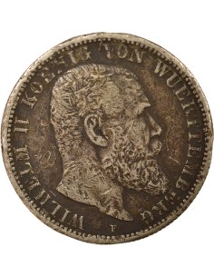 Etats Allemands (Wurtemberg) Guillaume II de Wurtemberg 2 mark Argent 1905 F Stuttgart 2