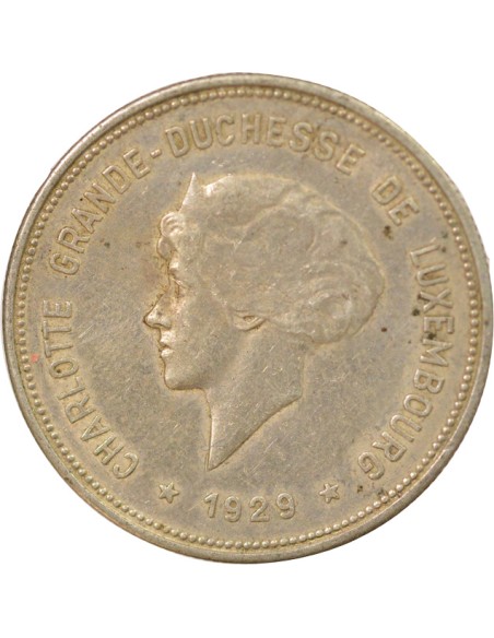 Luxembourg Charlotte 5 francs Argent 1929 F Stuttgart