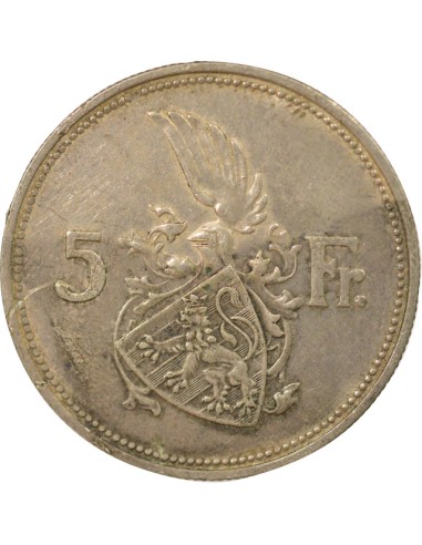 Luxembourg Charlotte 5 francs Argent 1929 F Stuttgart