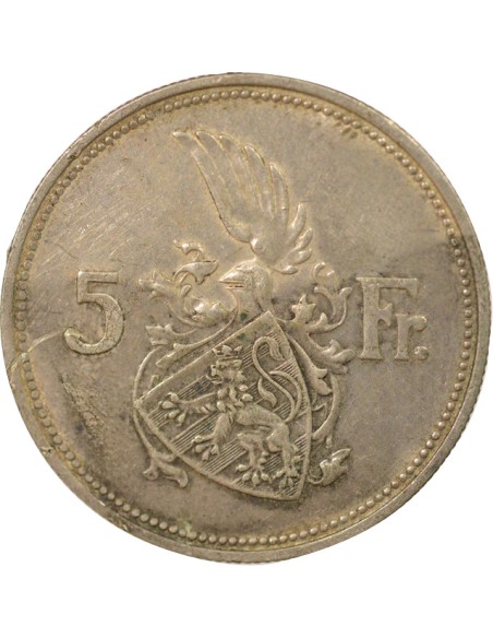 Luxembourg Charlotte 5 francs Argent 1929 F Stuttgart