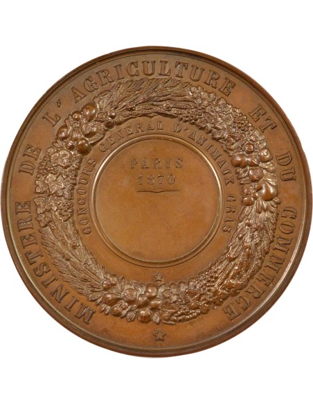 Napoléon III Concours d'Animaux Gras 1 jeton Cuivre 1870