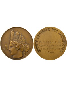 Ste Centrale des Architectes 1 jeton Bronze 1944