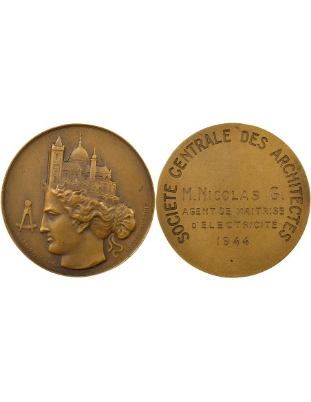 Ste Centrale des Architectes 1 jeton Bronze 1944