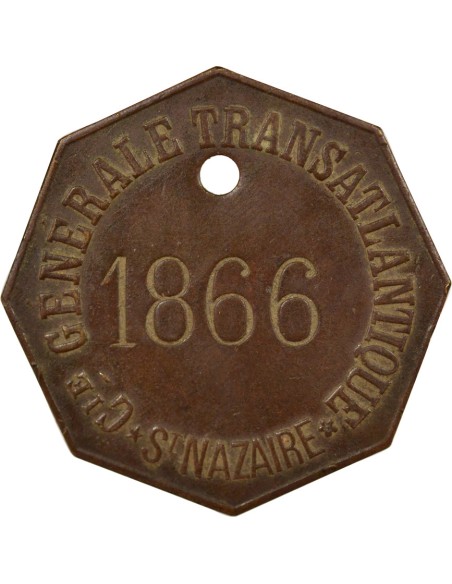 Louis XIV Cie Gle Transatlantique 1 jeton Cuivre