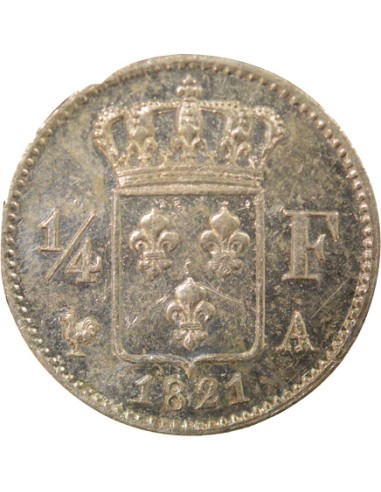 Louis XVIII 1/4 franc Argent 1821 A - Paris