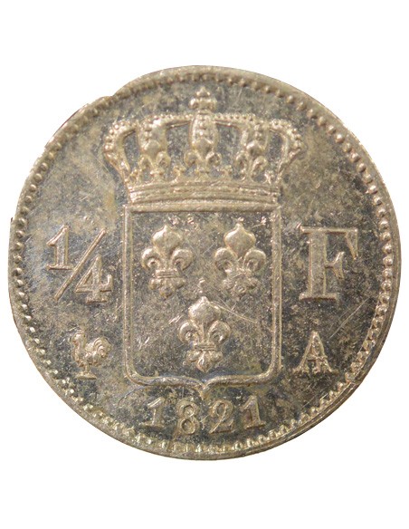 Louis XVIII 1/4 franc Argent 1821 A - Paris