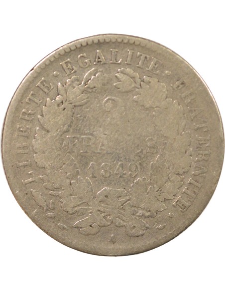 Cérès 2 francs Argent 1849 A - Paris