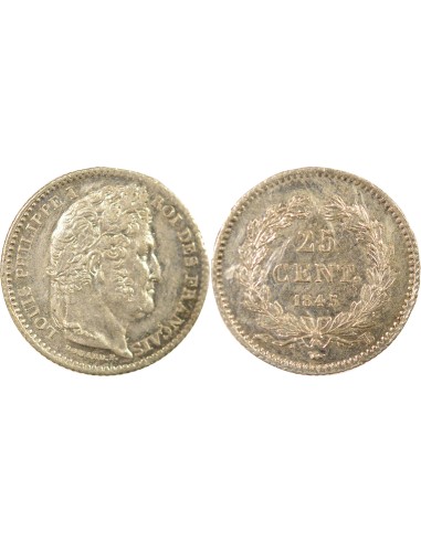 Louis-Philippe Ier 1/4 franc Argent 1845 B Rouen