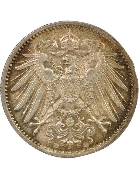 Allemagne Guillaume II de Prusse 1 mark Argent 1910 D Munich