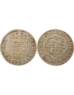 Espagne Philippe V d'Espagne 2 reales Argent 1730 S Séville