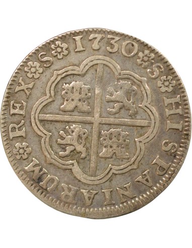 Espagne Philippe V d'Espagne 2 reales Argent 1730 S Séville