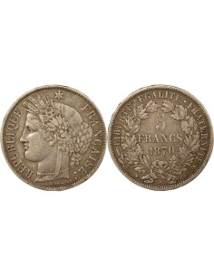 IIIe République 5 francs Argent 1870 A - Paris