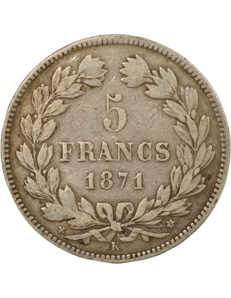 IIIe République 5 francs Argent 1871 K Bordeaux
