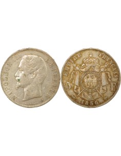 Napoléon III Tête nue 5 francs Argent 1856 A - Paris