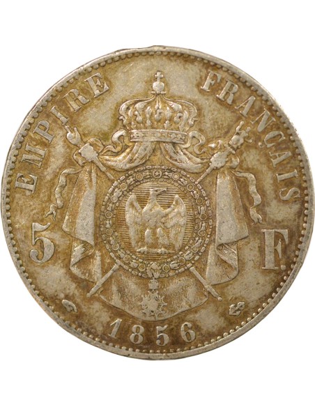 Napoléon III Tête nue 5 francs Argent 1856 A - Paris