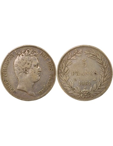 Louis-Philippe Ier Tiolier 5 francs Argent 1831 D Lyon