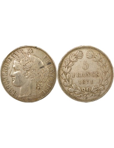 IIIe République 5 francs Argent 1871 K Bordeaux