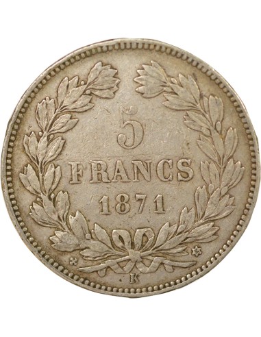 IIIe République 5 francs Argent 1871 K Bordeaux