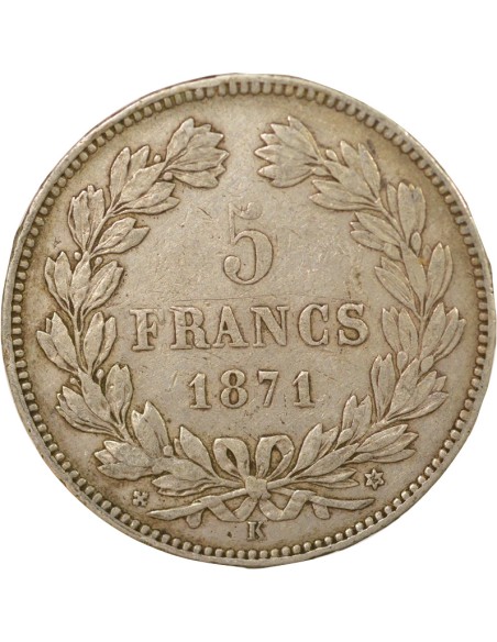 IIIe République 5 francs Argent 1871 K Bordeaux