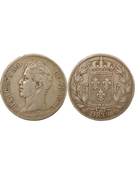 Charles X 2e Type 5 francs Argent 1829 A - Paris