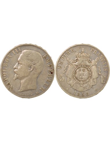 Napoléon III Tête nue 5 francs Argent 1856 BB Strasbourg
