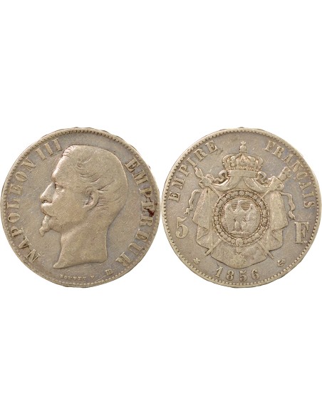 Napoléon III Tête nue 5 francs Argent 1856 BB Strasbourg