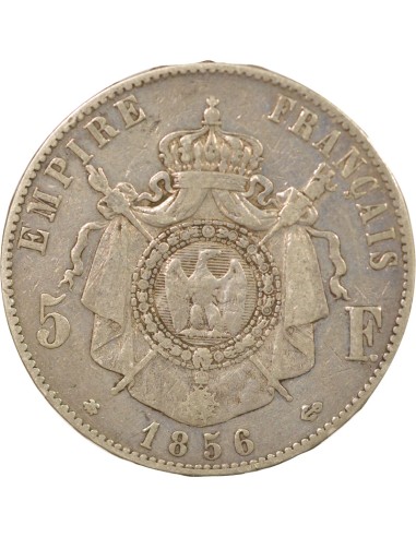 Napoléon III Tête nue 5 francs Argent 1856 BB Strasbourg
