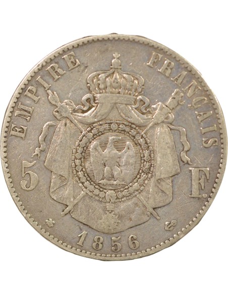Napoléon III Tête nue 5 francs Argent 1856 BB Strasbourg