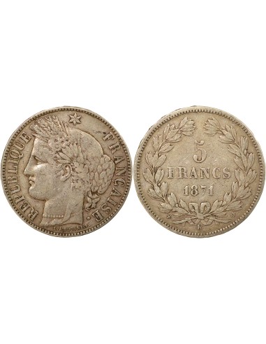 IIIe République 5 francs Argent 1871 K Bordeaux