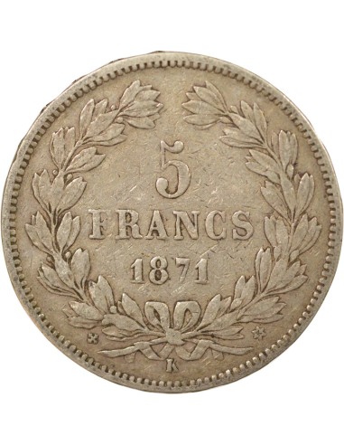 IIIe République 5 francs Argent 1871 K Bordeaux