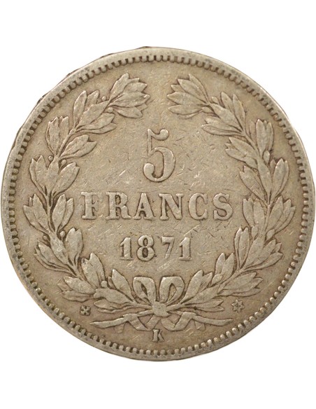 IIIe République 5 francs Argent 1871 K Bordeaux