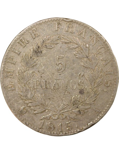Roi d'Italie Cent-Jours 5 francs Argent 1815 A - Paris