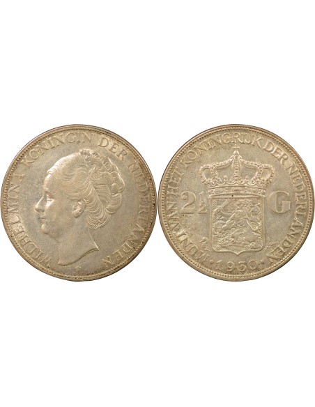 Pays-Bas Wilhelmina I 2 1/2 gulden Argent 1930 Utrecht