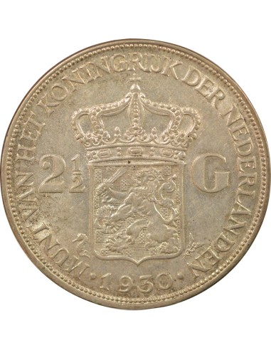 Pays-Bas Wilhelmina I 2 1/2 gulden Argent 1930 Utrecht