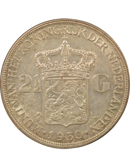 Pays-Bas Wilhelmina I 2 1/2 gulden Argent 1930 Utrecht