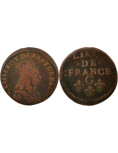 Louis XIV Au Buste Juvénile 1 liard Cuivre 1657-1658 Châtellerault